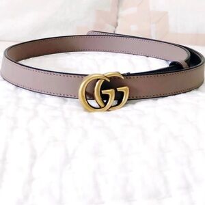 GUCCI GG Marmont Nude Thin Leather Belt